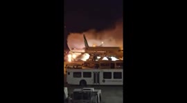 Plane preparing for take-off catches fire in South Korea