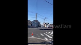 Japan: Truck Falls Into Large Sinkhole After Road Collapse In Saitama