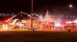 South Korean fire authorities say airplane on fire at airport in Busan