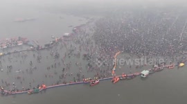 Aerial footage captures India stampede scene shortly before chaos