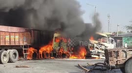 Live footage of massive fire in India; 2 driver burnt alive in road accident