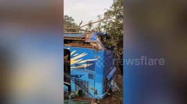 Footage shows aftermath of horror bus crash which killed one and left 43 injured