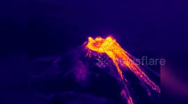 Spectacular Santiaguito volcano eruption seen from the air