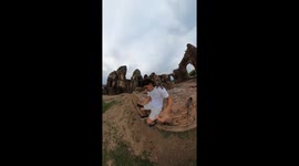 Backpacking in monkey city: Tourist’s hair becomes a jungle gym for primate