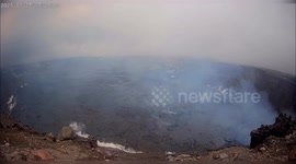 Lava flows look like river delta during volcano eruption in Hawaii