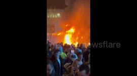 UK: Kiosk Outside Etihad Stadium Catches Fire Ahead Of Champions League Game 2