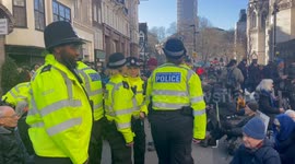 Protestors at the Royal Court of Justice.