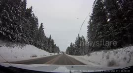 Semi Truck Does Partial Rollover