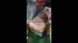 Truck battered by waves while trying to disembark from ferry