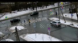 Child hit by car while crossing pedestrian lane in Vologda, Russia