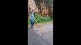 Snake bursts balloon in unusual encounter in Alwar, India