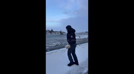 Friend drops pancakes while dancing in Selfoss, Iceland