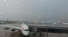 Lightning strikes British Airways plane during storm in São Paulo, Brazil