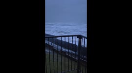 Storm Éowyn brings intense winds and strong waves in Saltcoats, Scotland, UK