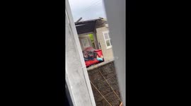 Storm Éowyn wreaks havoc as shed destroyed in Glasgow, Scotland, UK