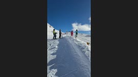 Person attempts backflip but fails in Davos, Switzerland