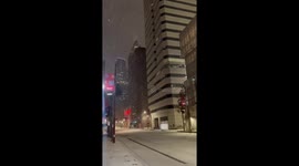 Heavy snowfall blankets street in Houston, Texas, USA