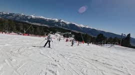 Ski skater collides with another skier on slope in Font Romeu Odeillo Via, France