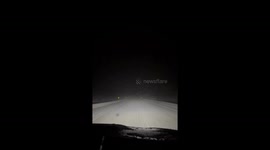 Lake effect snow hits roads in Boston, New York, USA
