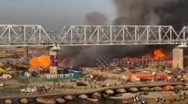 Fire breaks out after gas cylinder explosion in Prayagraj, India