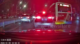 Multi-vehicle crash captured at an intersection in Liaoning, China