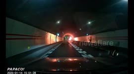 Oil truck catches fire in tunnel, dashcam captures dramatic escape in Zhejiang, China