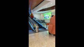 Mascot on cart tumbles down escalator in Jiangsu, China