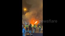 UK: Kiosk Outside Etihad Stadium Catches Fire Ahead Of Champions League Game 3