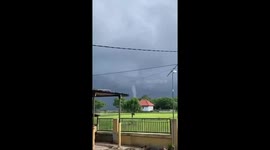 Powerful waterspout tornado damages homes in Indonesia