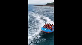 Tourists take a tumble from inflatable raft ride