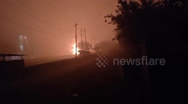 India: Massive fire erupts after LPG truck carrying 360 cylinders ignites, triggering several explosions
