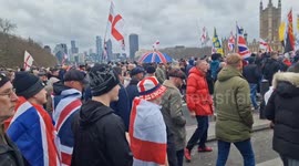 'We're doing this for freedom, democracy': Tommy Robinson supporters march across Westminster Bridge to Whitehall