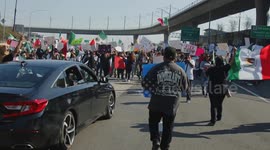 US, Los Angeles: Downtown LA Anti Immigration Enforcement Protest Shuts Down 101 Freeway Part 2 With Sound On Tape
