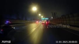 Runaway tyre causes chaos on busy motorway