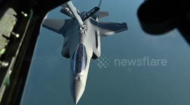 Fighter jets conduct aerial refuelling in NATO training exercise
