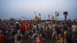 Million of devotees revered saints, religious leaders, all Akharas, Kalpvasis and devotees who earned virtue by taking the holy Amrit bath at the sacred Triveni Sangam on the auspicious occasion of Basant Panchami in Prayagraj Northern India