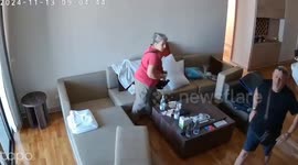 British woman who claimed she was wrongly jailed in Thailand is seen on CCTV 'ransacking businessman's home and attacking him'