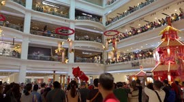 Lion dance performance in Johor Bahru City Square