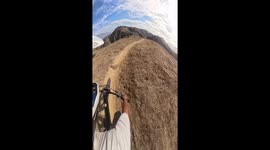 Mountain bikers encounter fast-running donkey in Loma Linda, California, USA
