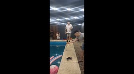 Person slips into pool after lighting fireworks in Buenos Aires