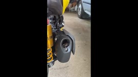 Frog hides inside motorcycle muffler in Khlong Luang, Thailand