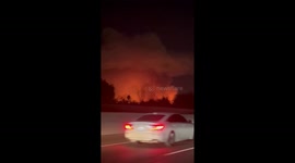 Smoke and blazing flames cover area near San Fernando Valley in California, USA