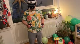 Person loses balance and hits wall while trying VR for the first time