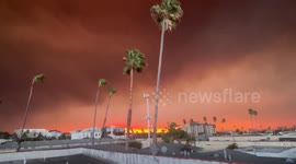 Wildfires impact East Hollywood, Los Angeles, as smoke fills the area