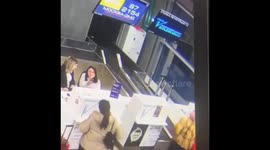 Woman falls onto baggage conveyor at Vladikavkaz airport, Russia