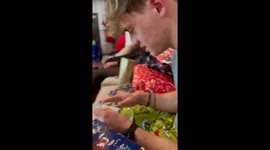 Surprised reaction to Christmas gift in Ireland