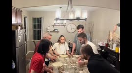 Family plays Christmas games in Ankeny, Iowa, USA
