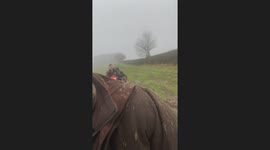 Friends enjoy muddy adventure while towing quad bike in Leicester, England, UK