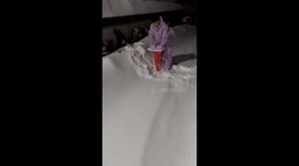 Man creates snow safety cones in Yuzawa, Japan