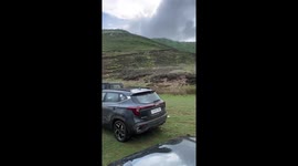 Off-road SUV successfully crosses river in Rajasthan, India